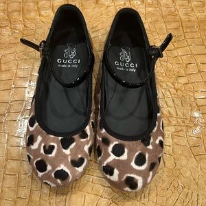 Gucci Kid's Brown Leopard Print Calf Hair Ballet Flat size 28/ US 11